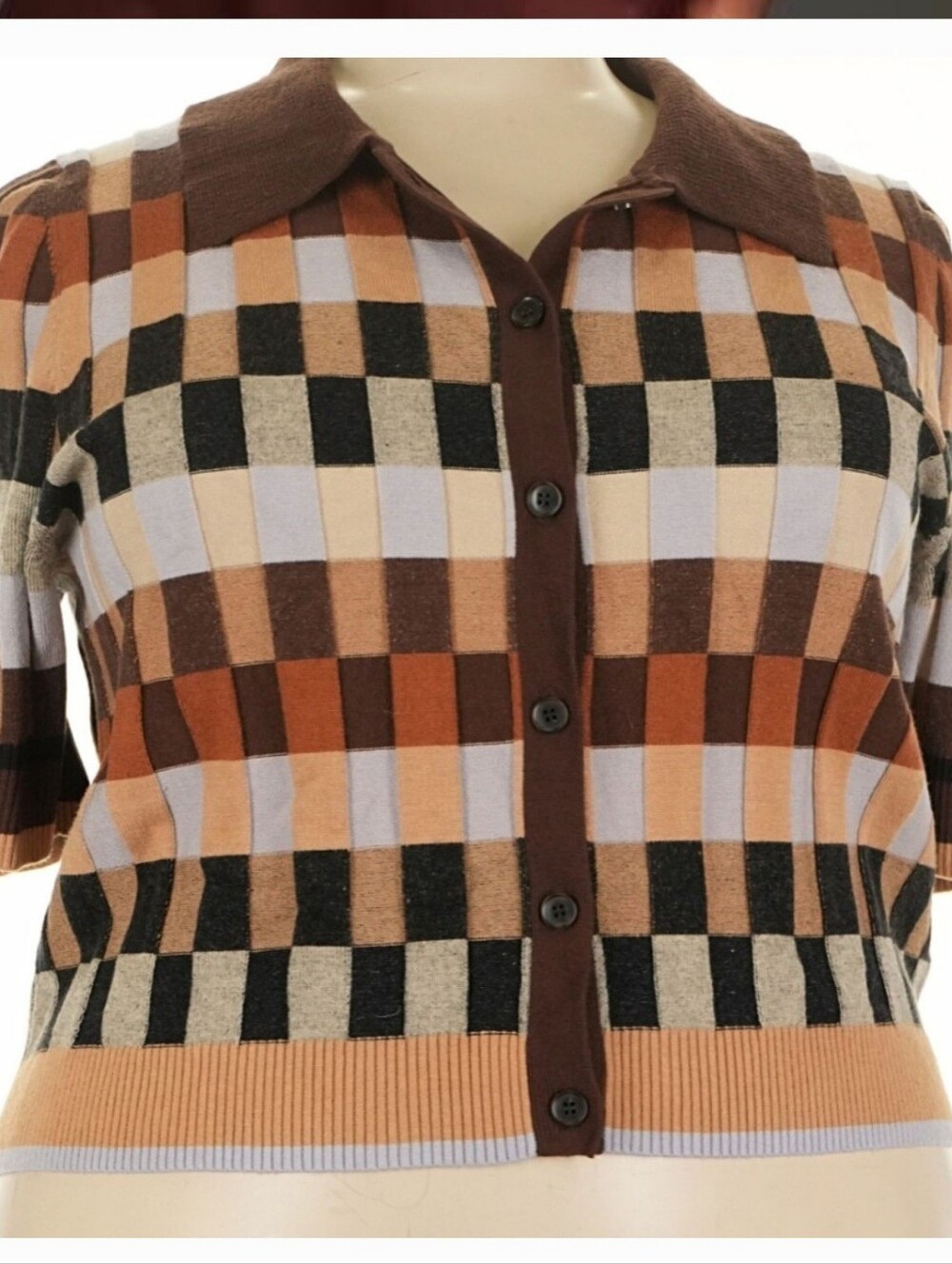ANTHRO /MAEVE 3X EUC Checkerboard SWEATER - Picture 2 of 3